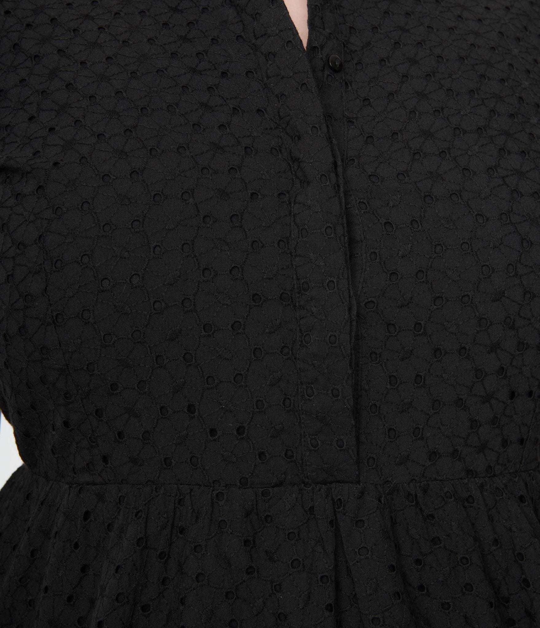  1950s Black Eyelet Collared Swing Dress