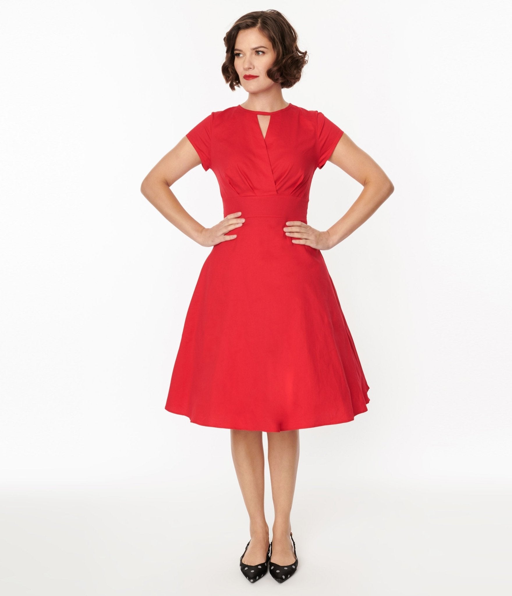  1950s Style Red Cotton Swing Dress