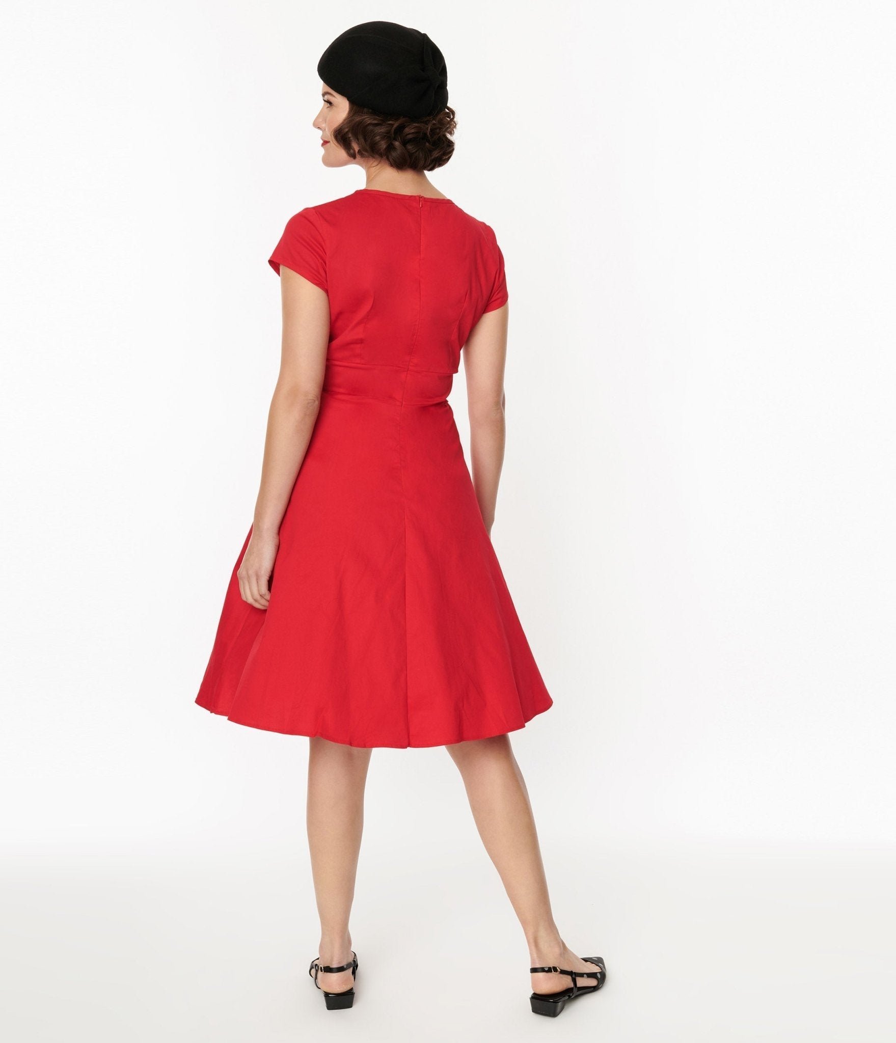  1950s Style Red Cotton Swing Dress