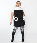  Smak Parlour Plus Size Black & White Flower Pocket Shift Dress
