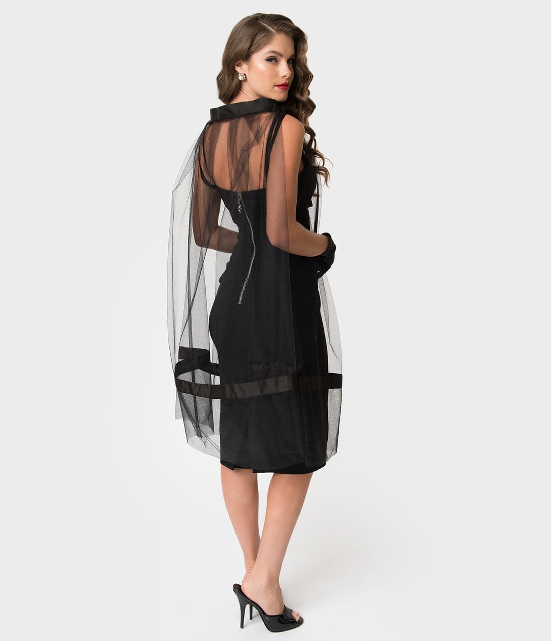  Barbie™ X Unique Vintage Black Magic Sheath Dress & Cape Set