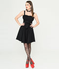  Black Bow Fit & Flare Mini Dress