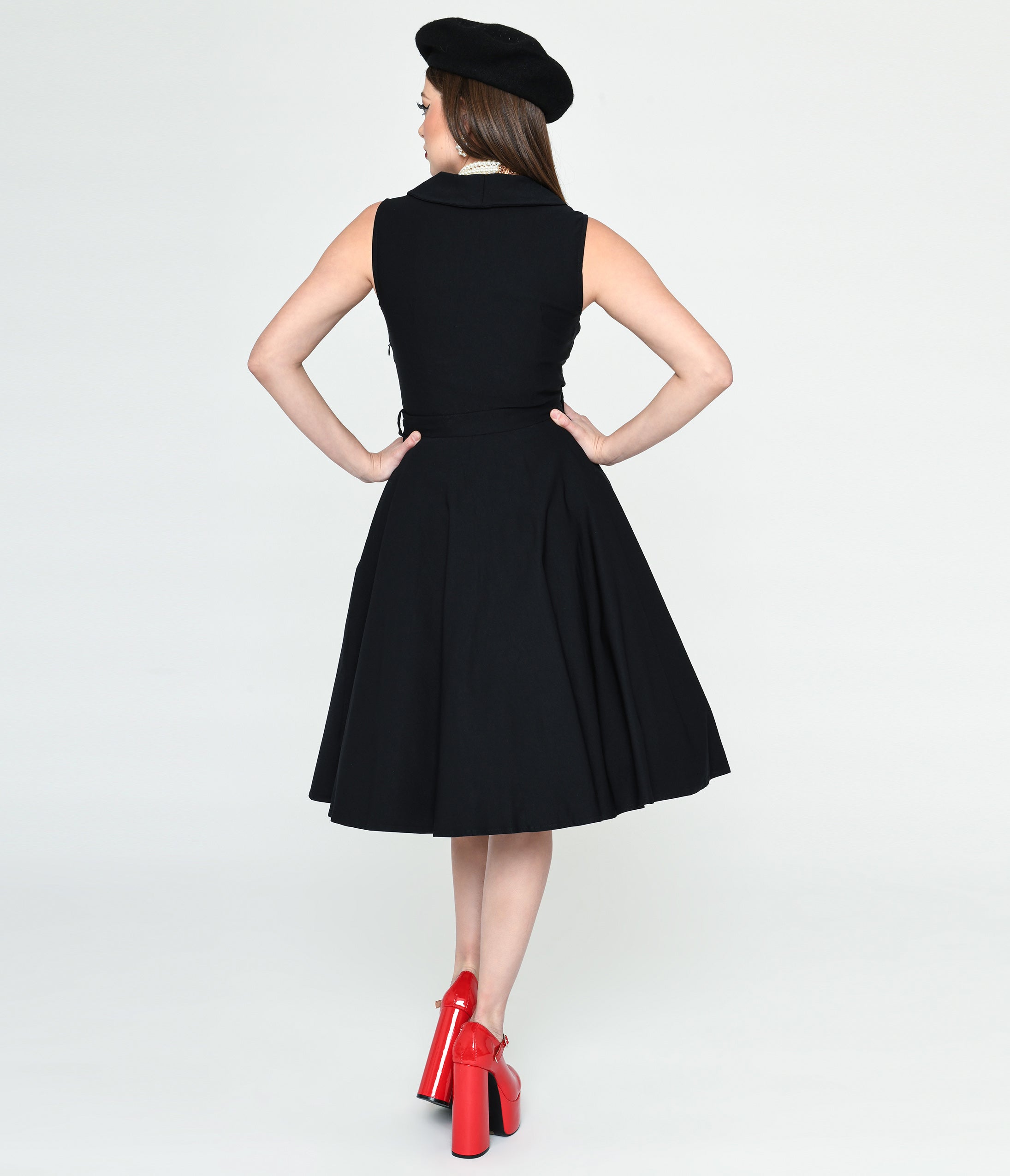  Black Collared Jani Swing Dress