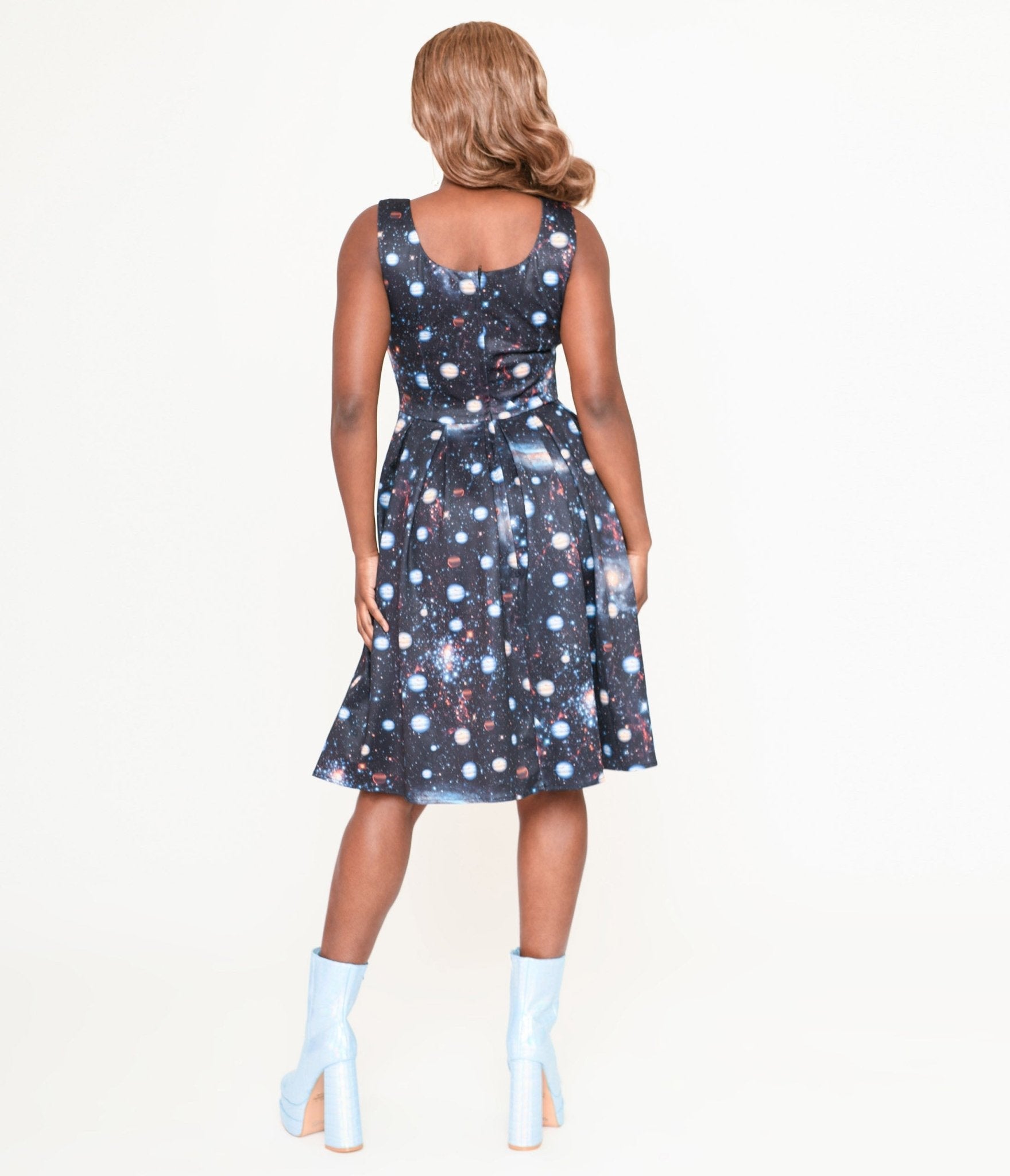  Black Galactic Print Amanda Swing Dress