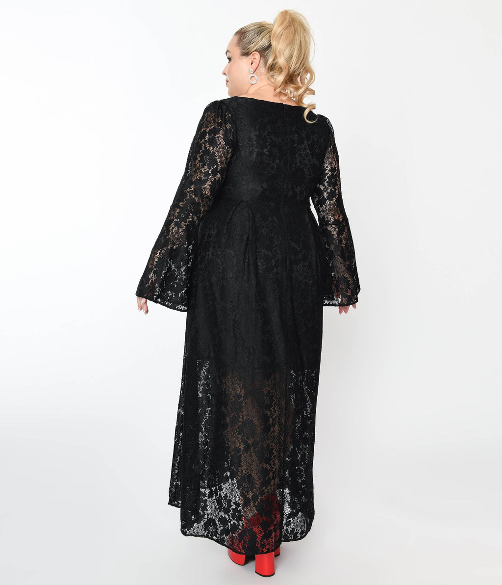  Black Lace & Interchangeable Bow Priscilla Maxi Dress