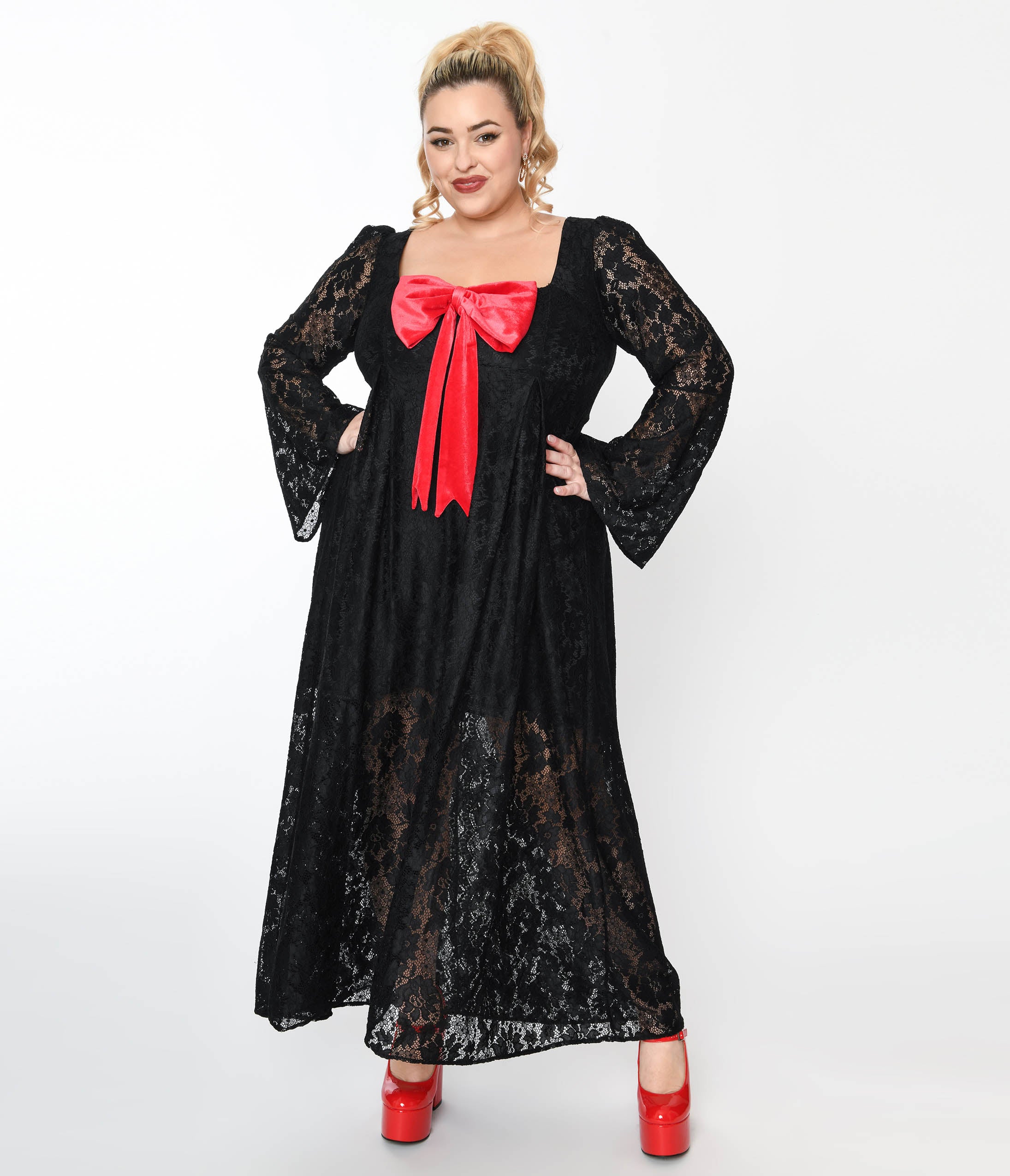  Black Lace & Interchangeable Bow Priscilla Maxi Dress