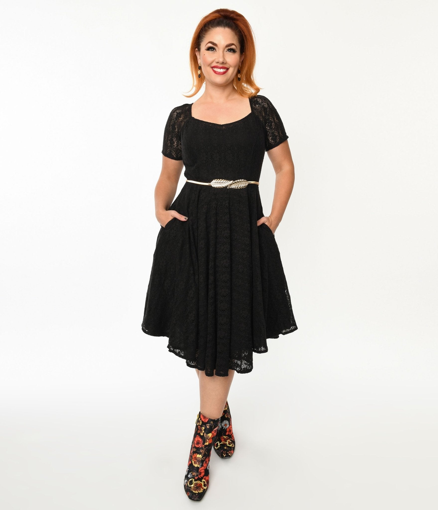  Black Lace Penny Swing Dress
