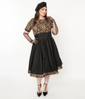  Black & Leopard Print Darlene Swing Dress