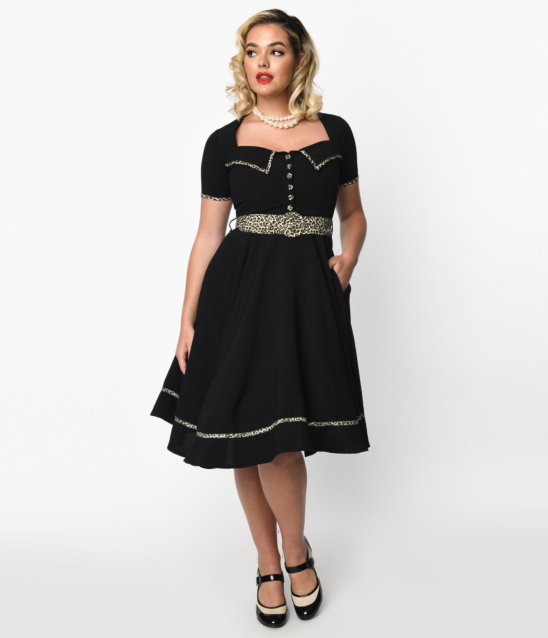  Black & Leopard Yael Swing Dress