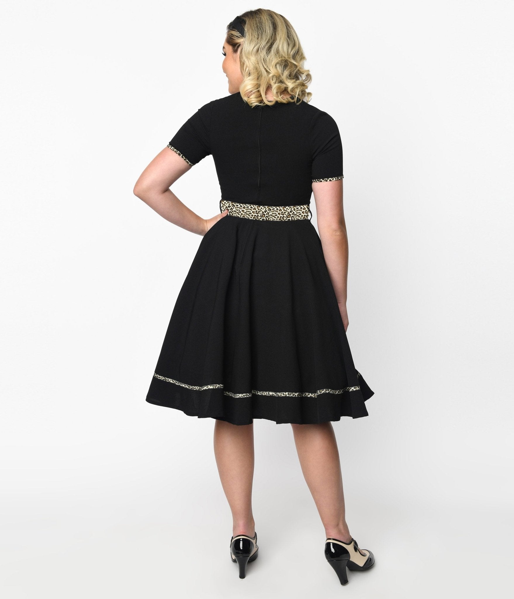  Black & Leopard Yael Swing Dress