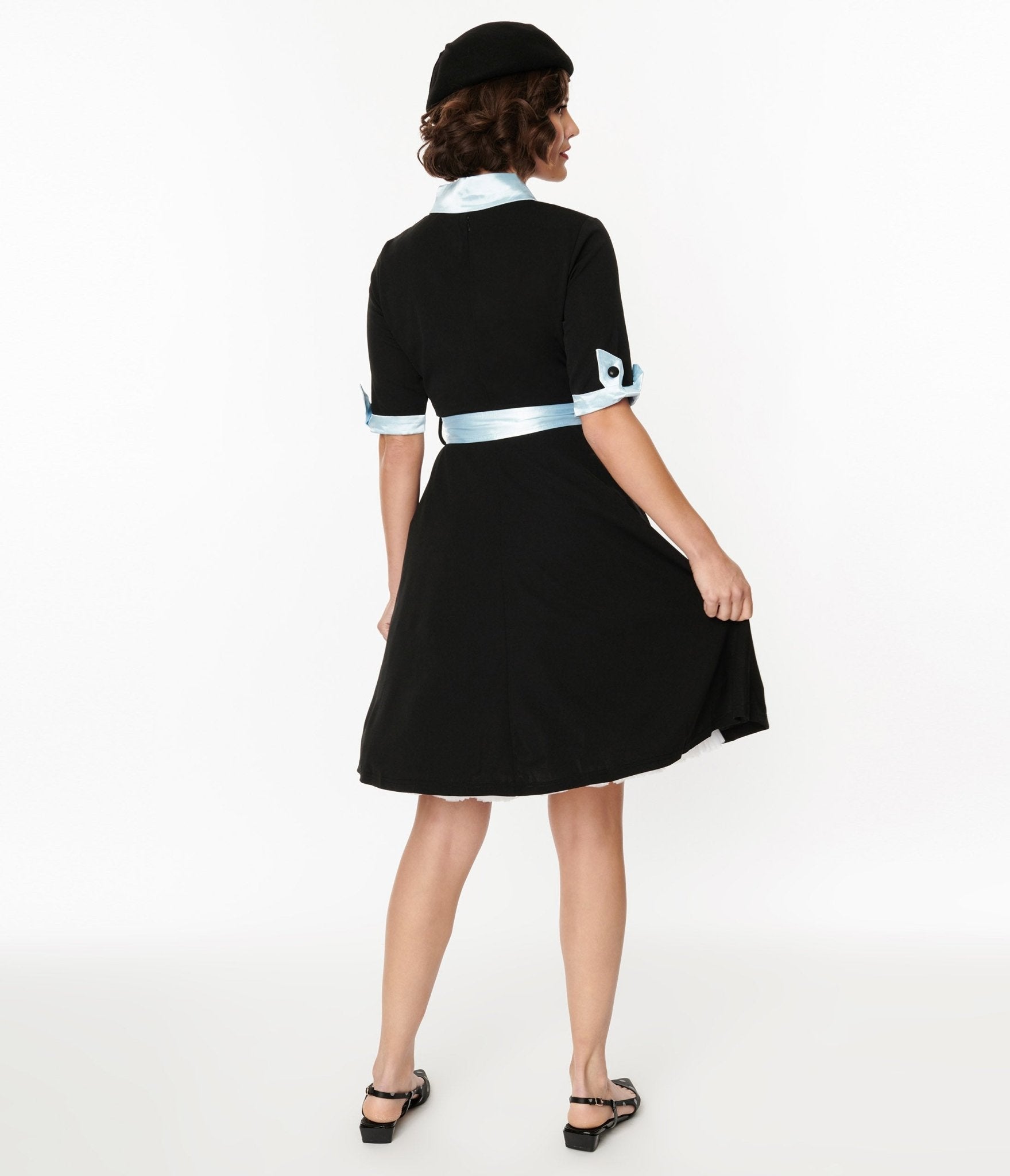  Black & Light Blue Flare Dress