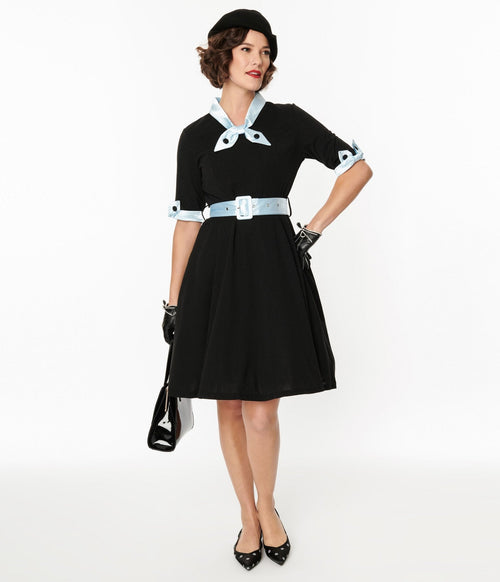  Black & Light Blue Flare Dress