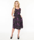  Black & Purple Celestial Swing Dress