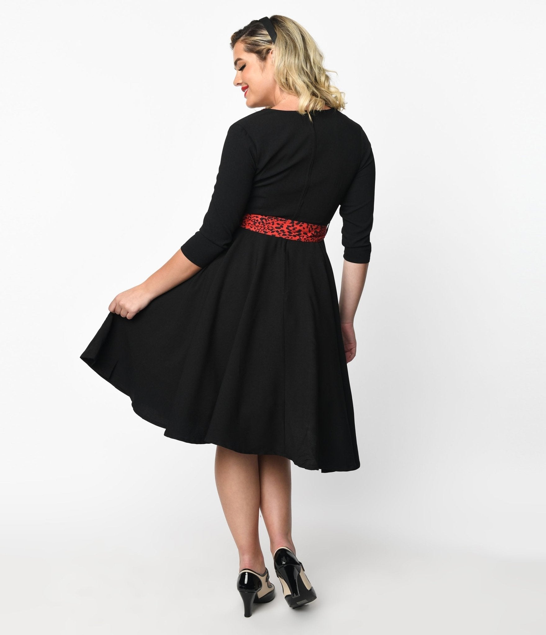  Black & Red Leopard Accent Lynette Swing Dress