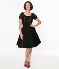  Black & Red Polka Dot Romie Flare Dress