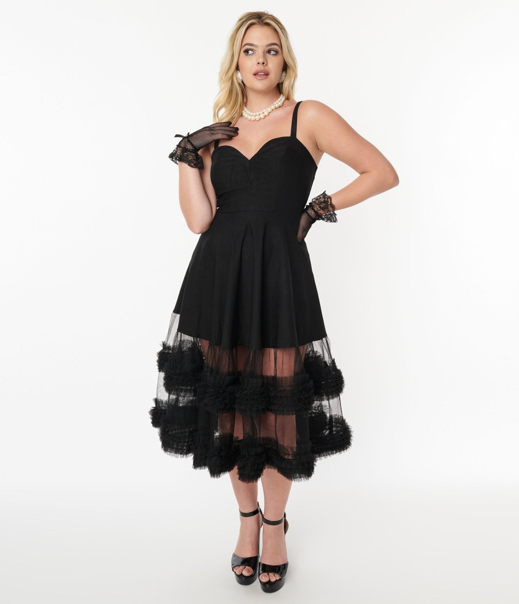  Black Roman Holiday Tulle Swing Dress