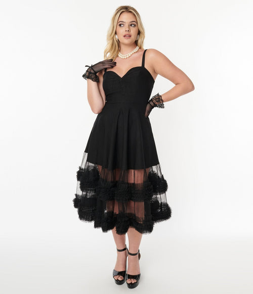  Black Roman Holiday Tulle Swing Dress