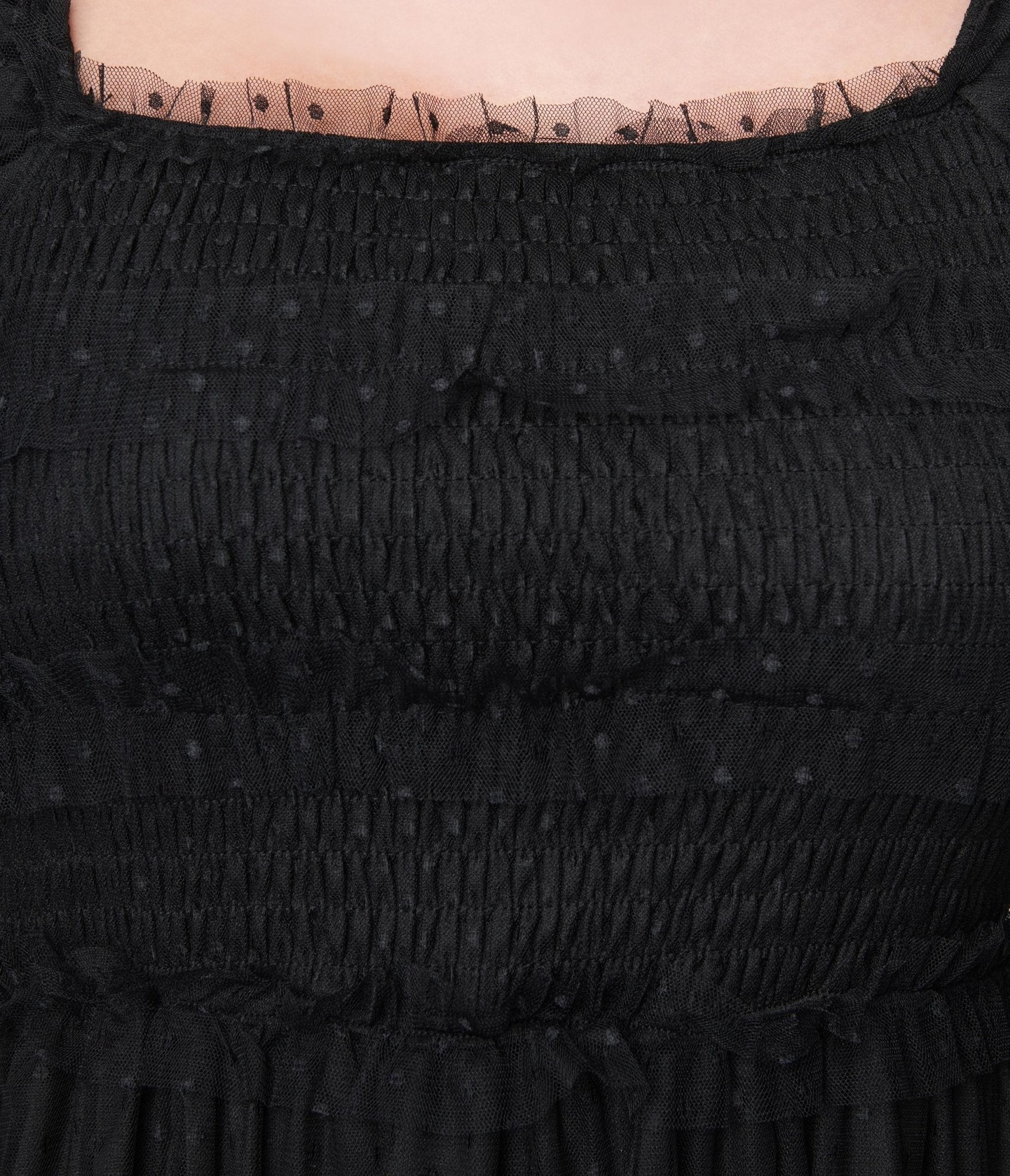  Black Ruffled Tiered Midi Dress