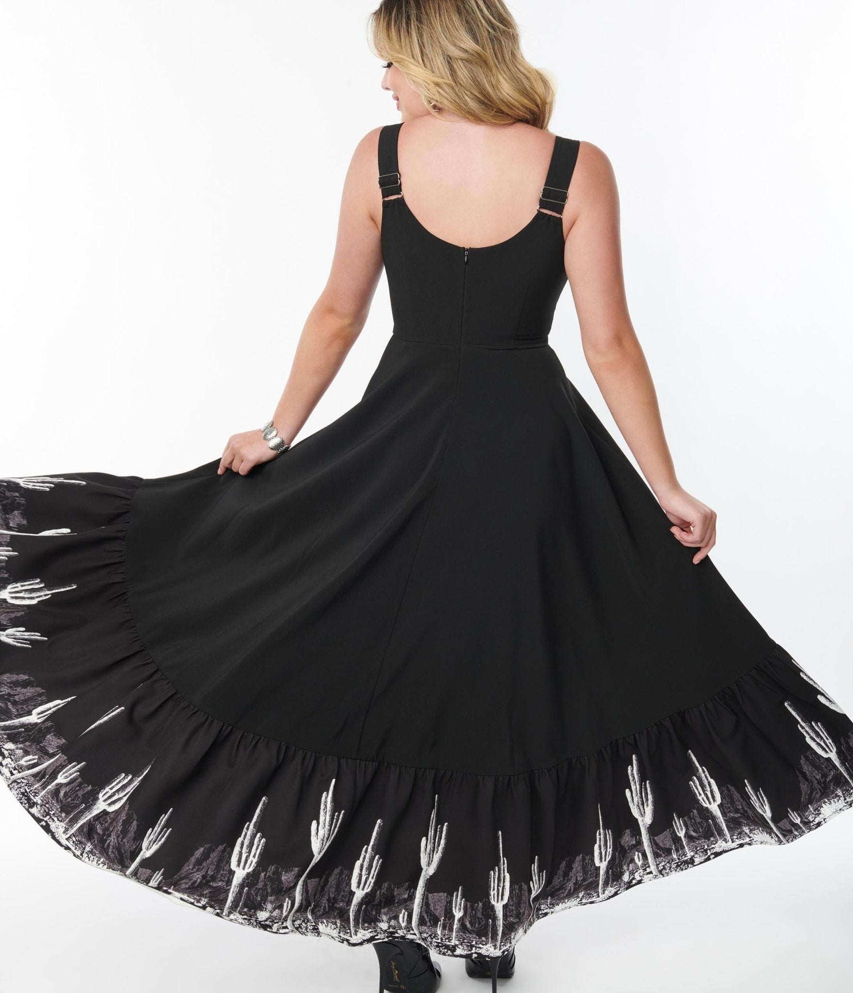  Black Saguaro Cactus Maxi Dress