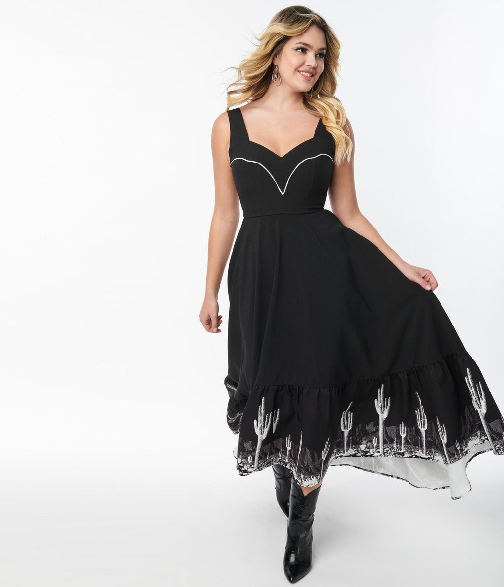  Black Saguaro Cactus Maxi Dress