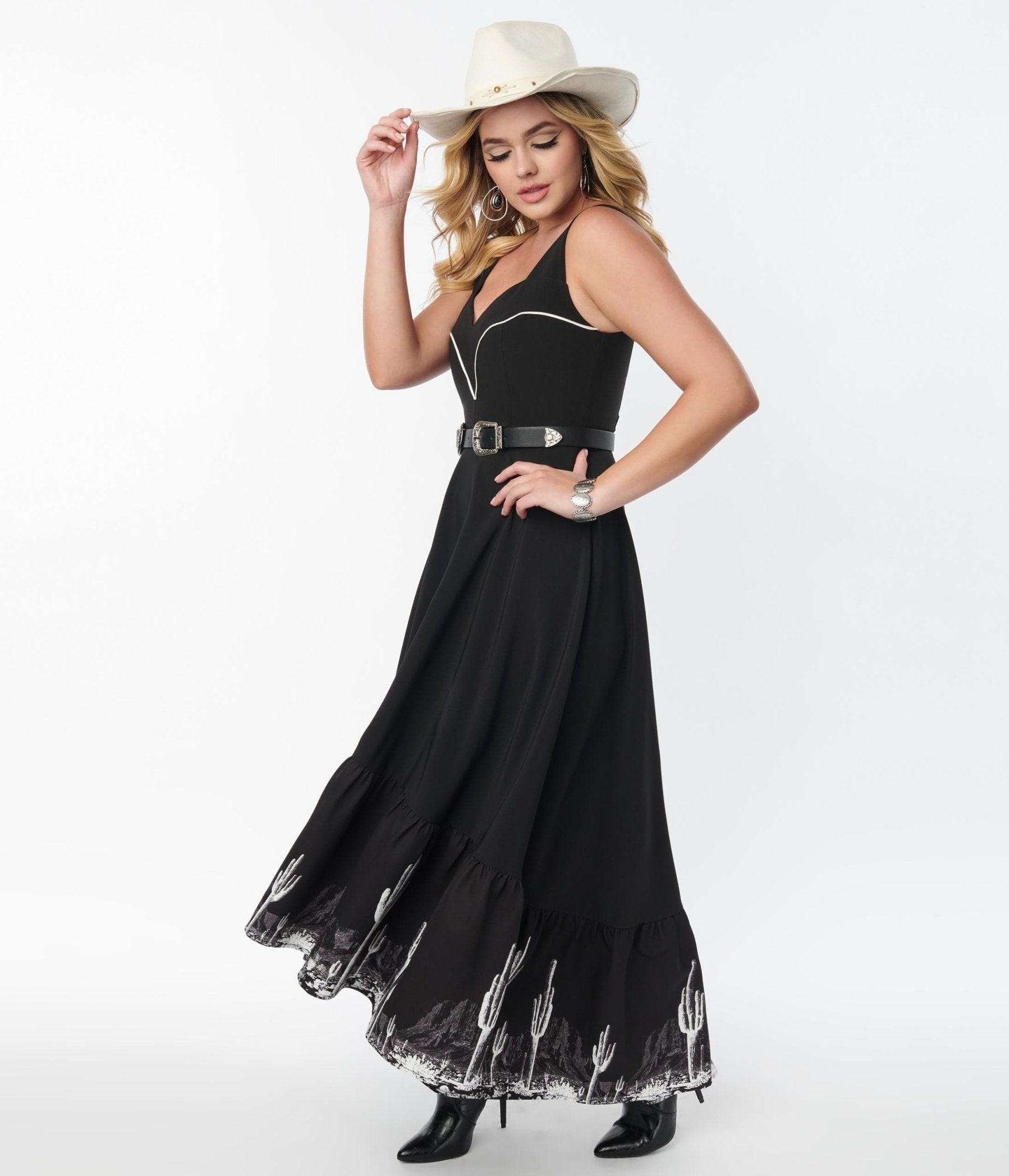  Black Saguaro Cactus Maxi Dress