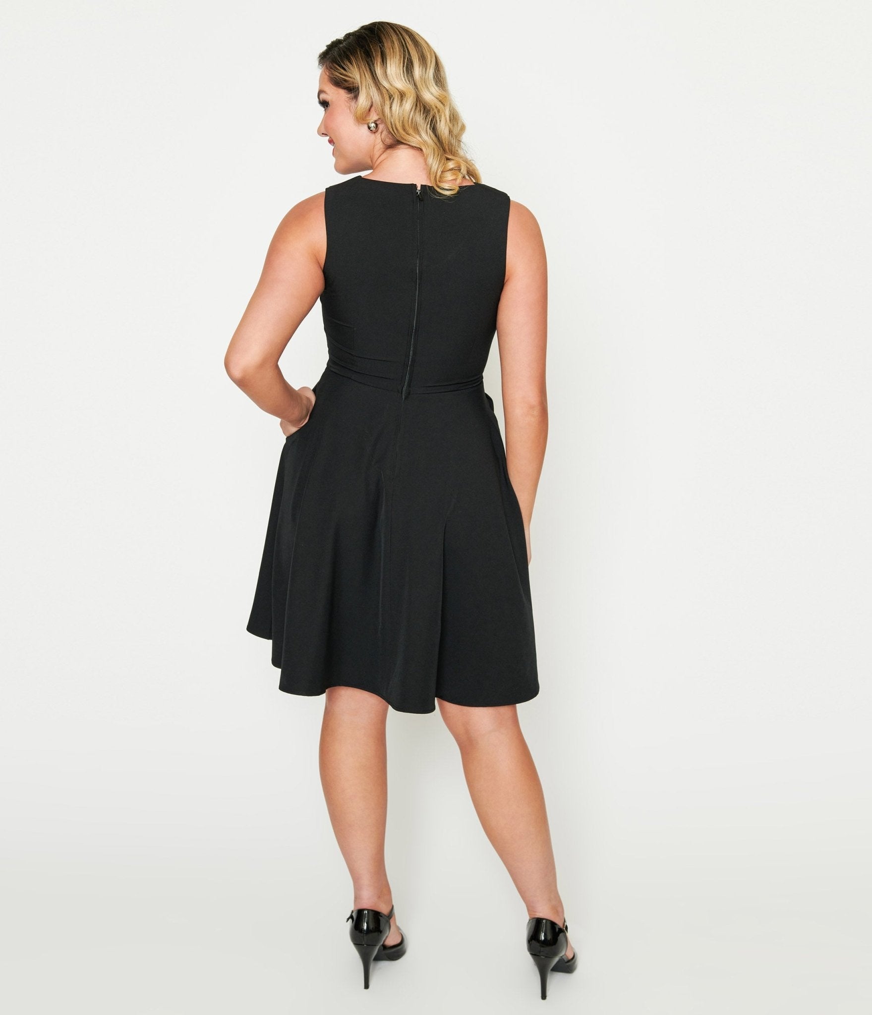 Black Skull & Rose Flare Dress