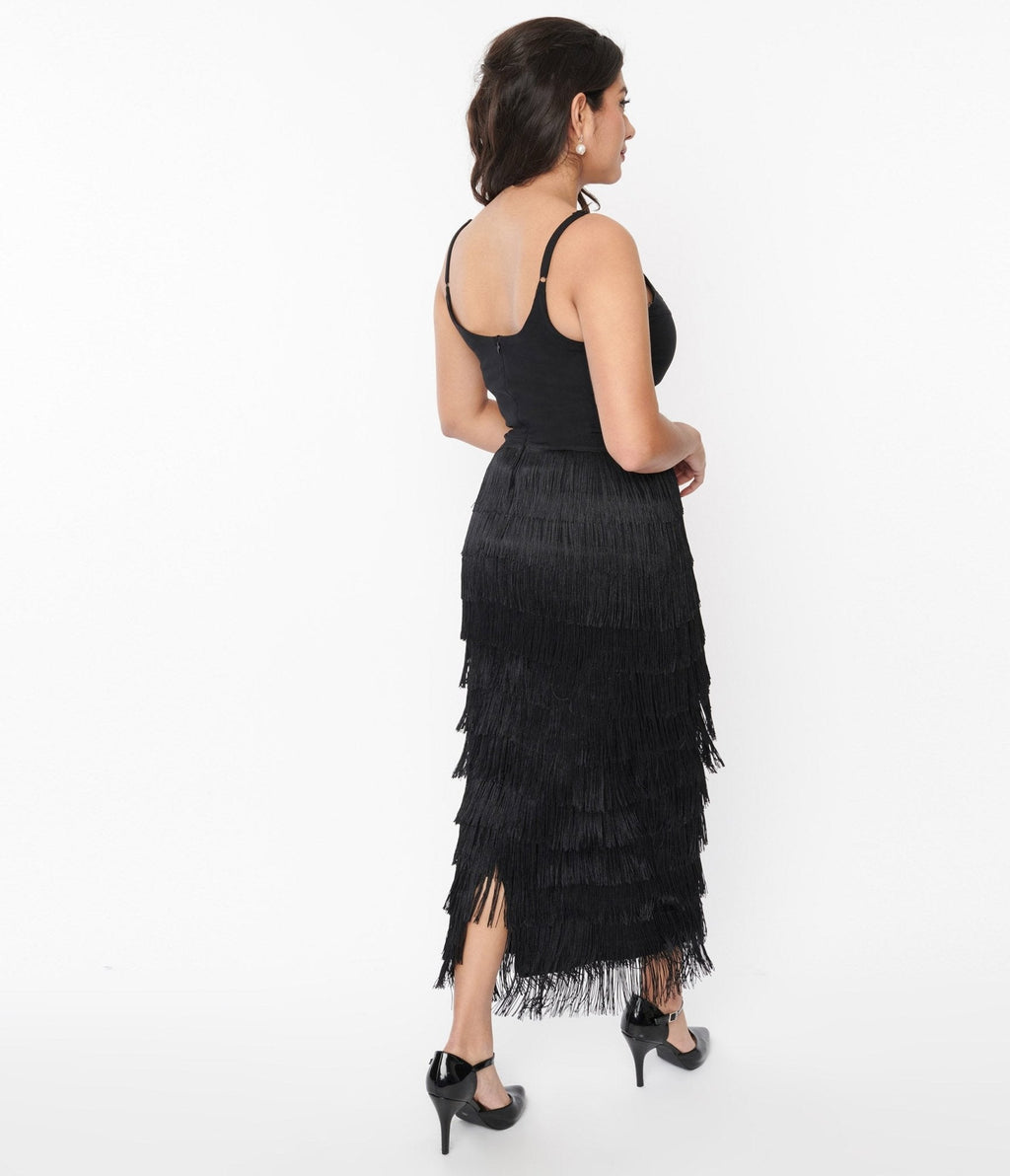  Black Some Like It Hot Fringe Wiggle Dress