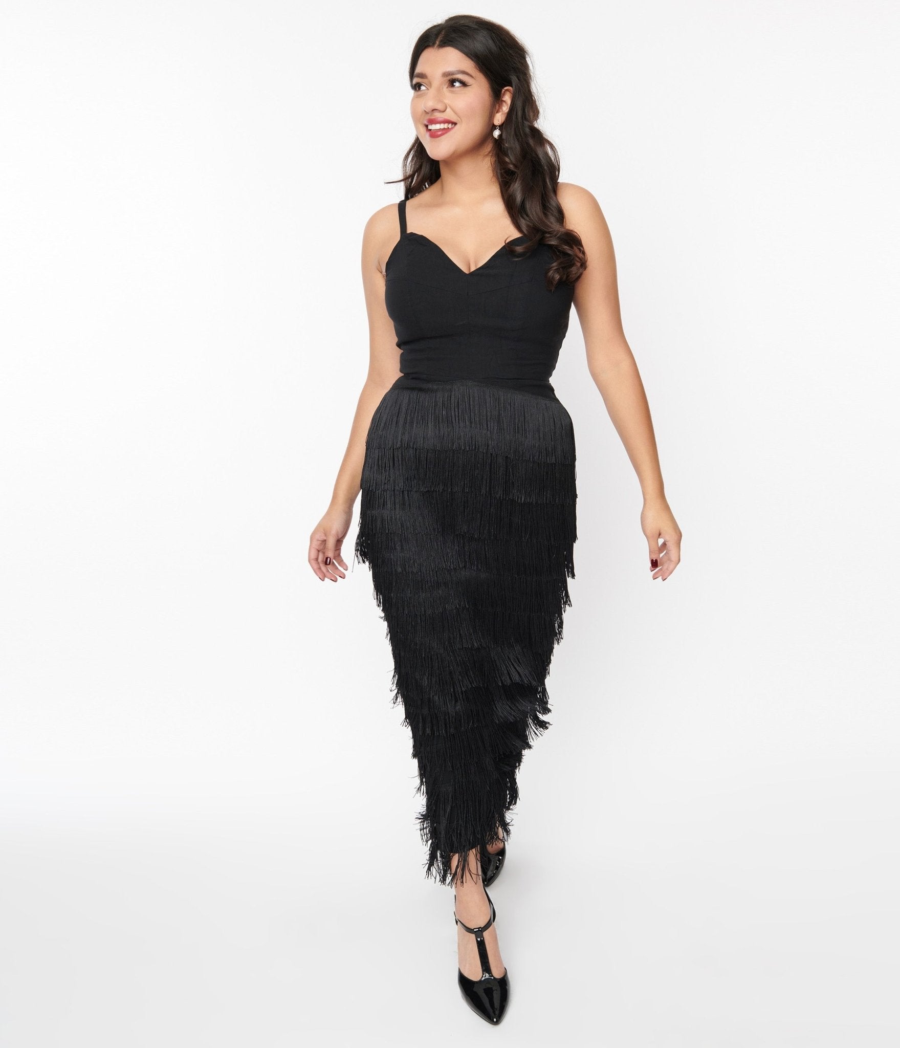  Black Some Like It Hot Fringe Wiggle Dress