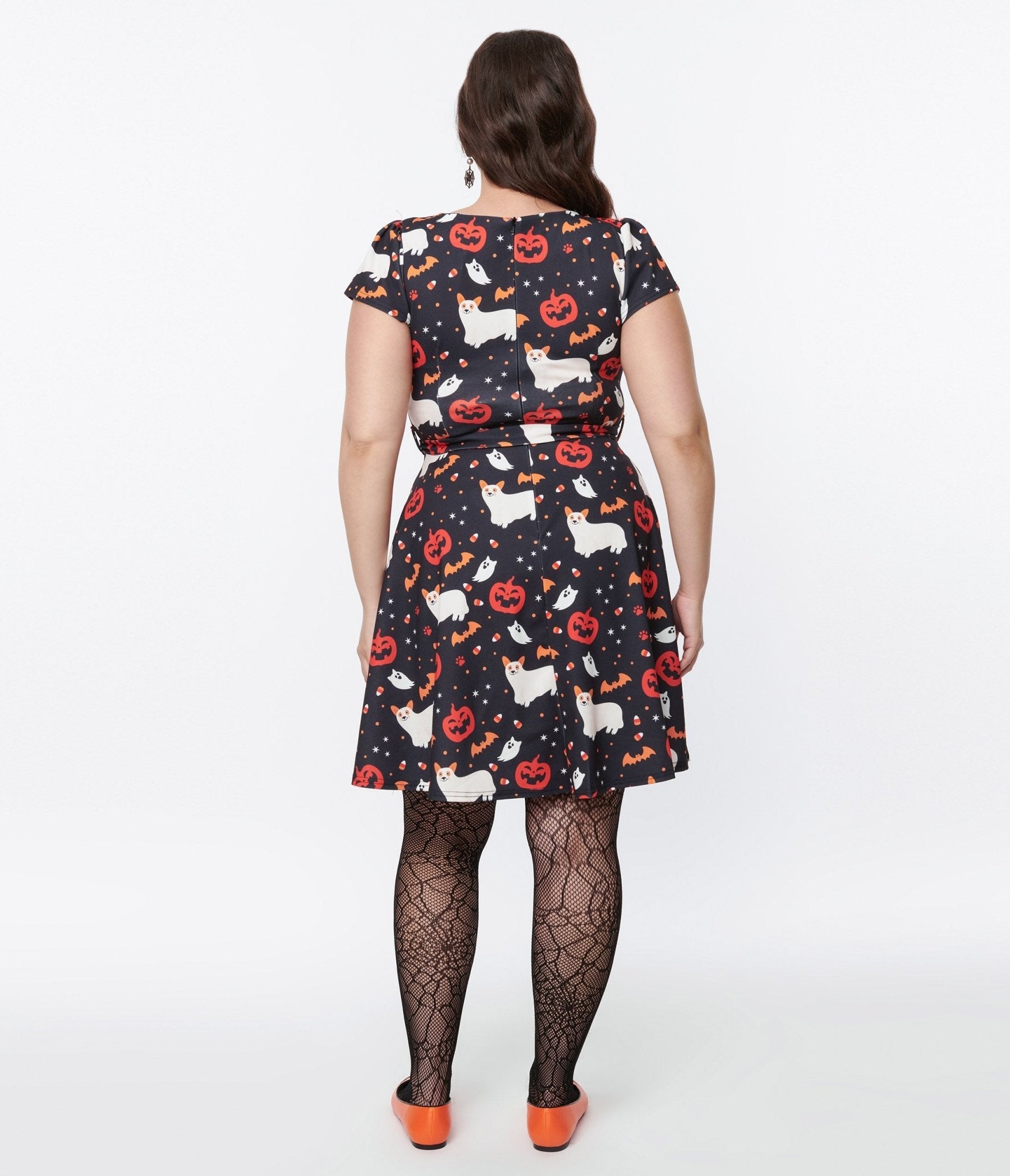  Black & Spooky Ghost Dog Flare Dress