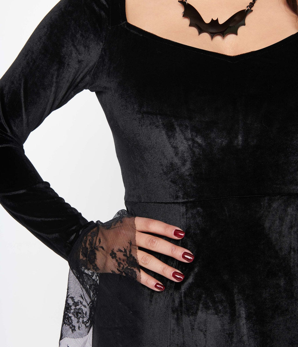  Black Velvet Witchy Maxi Dress