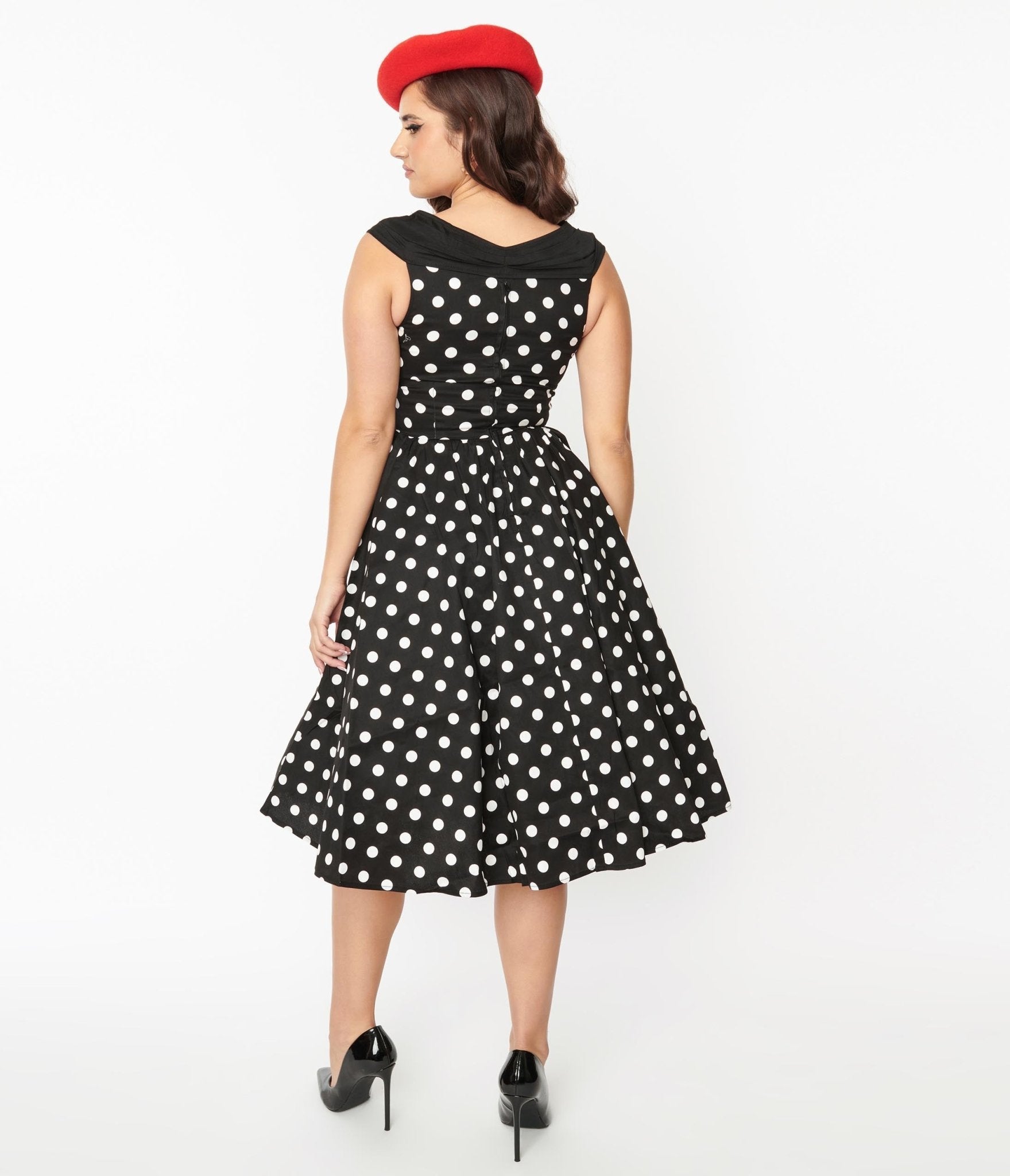  Black & White Polka Dot Swing Dress