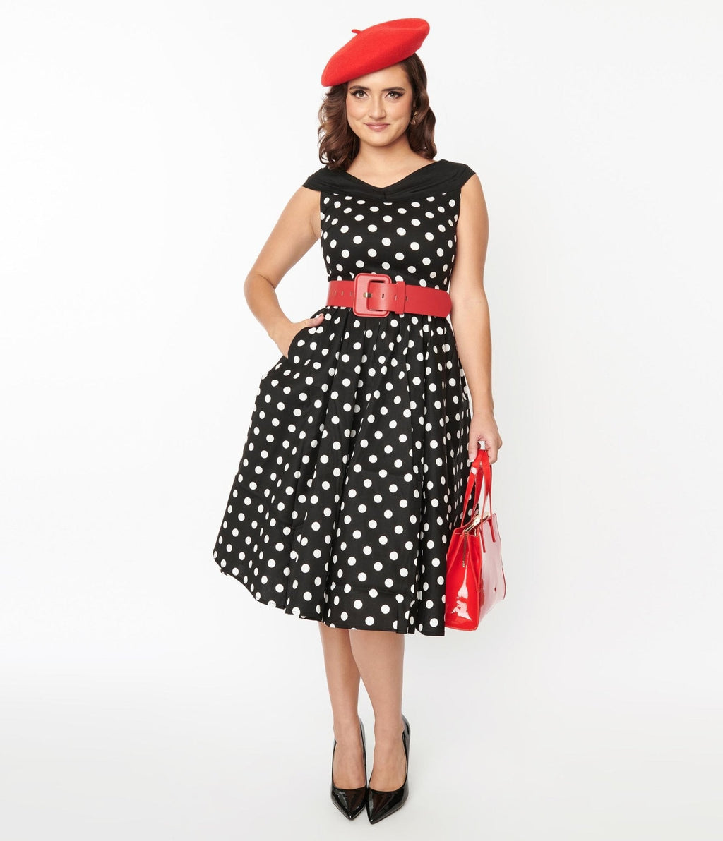  Black & White Polka Dot Swing Dress