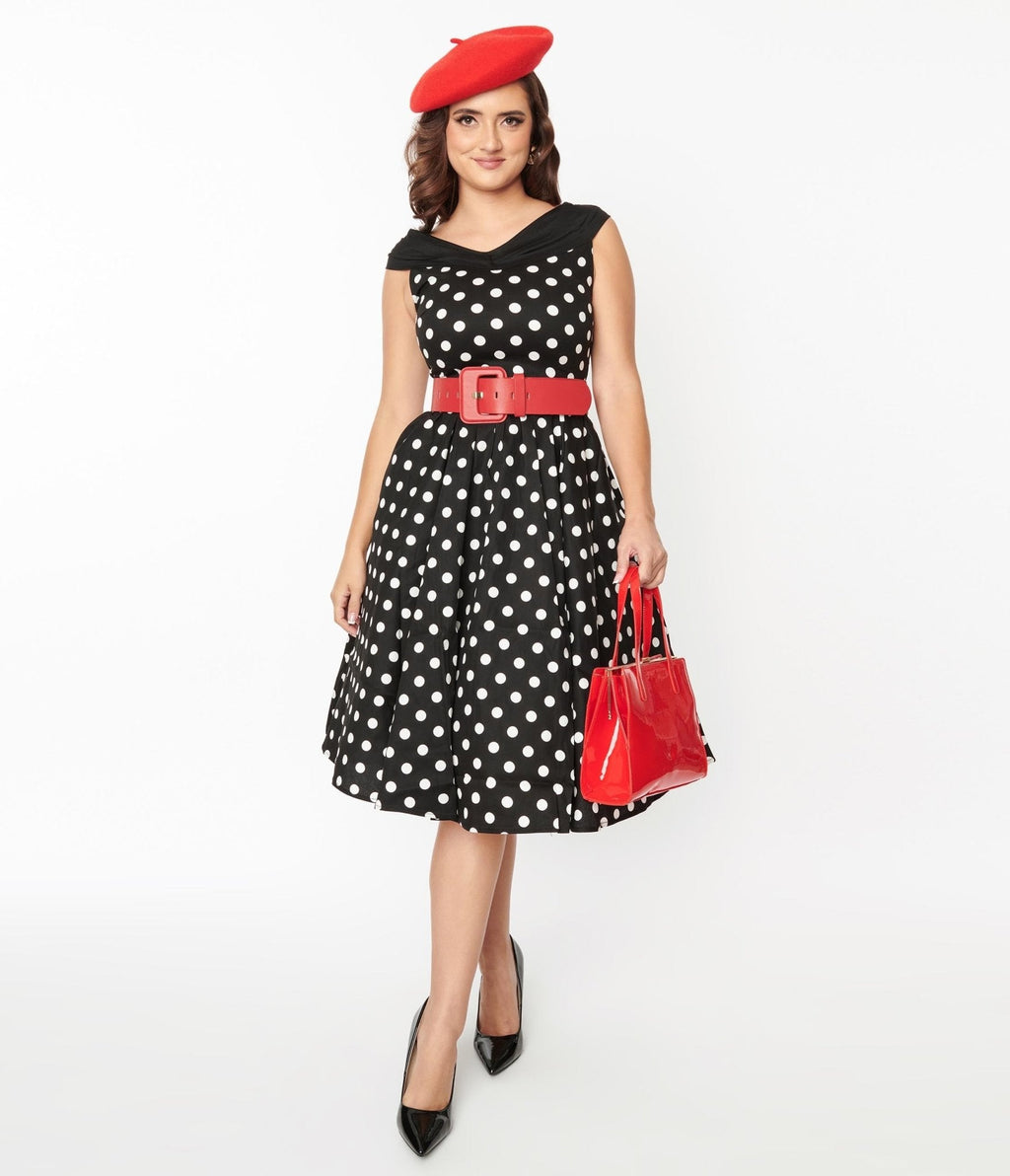  Black & White Polka Dot Swing Dress