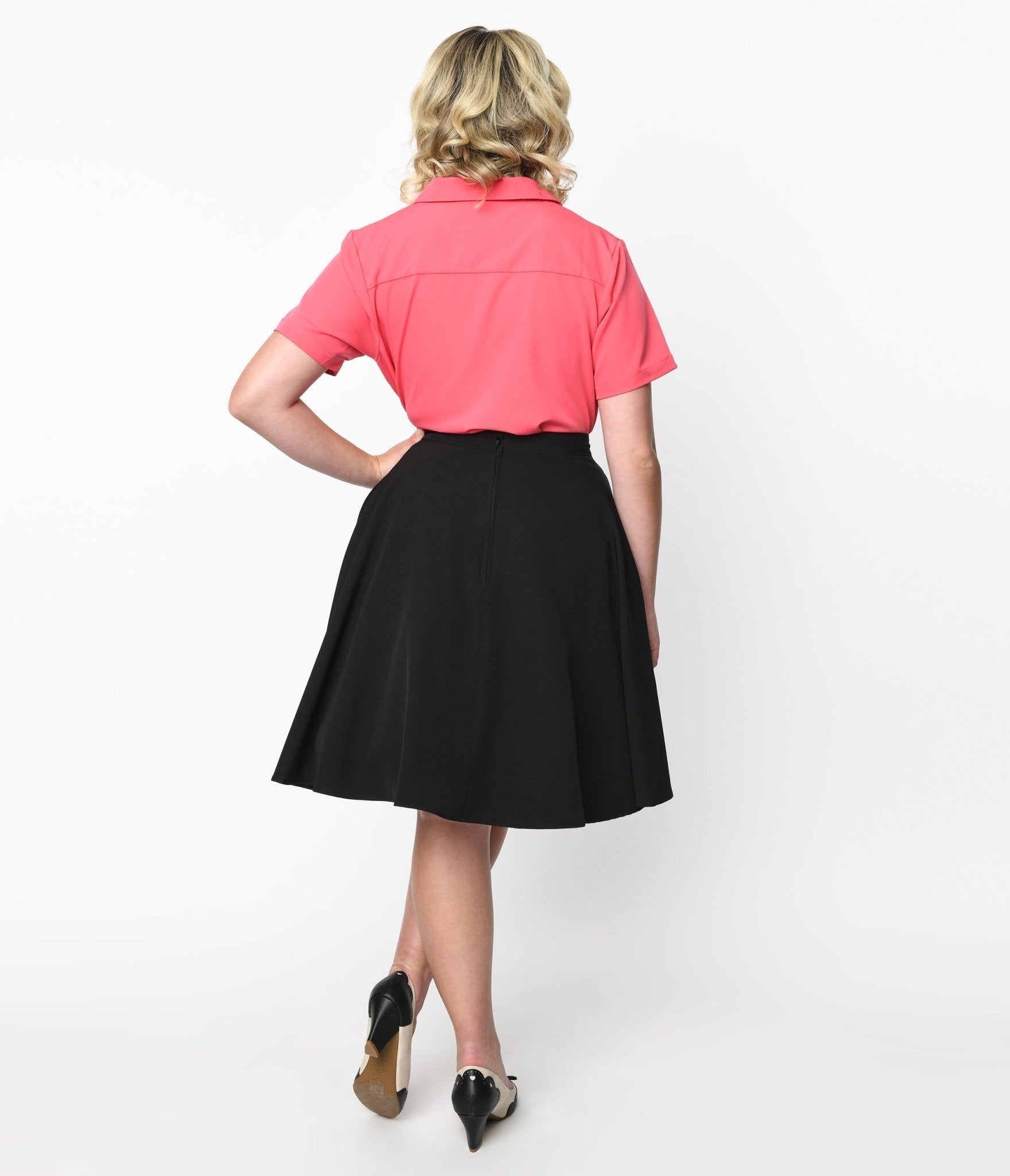  Black & White Poodle Swing Skirt