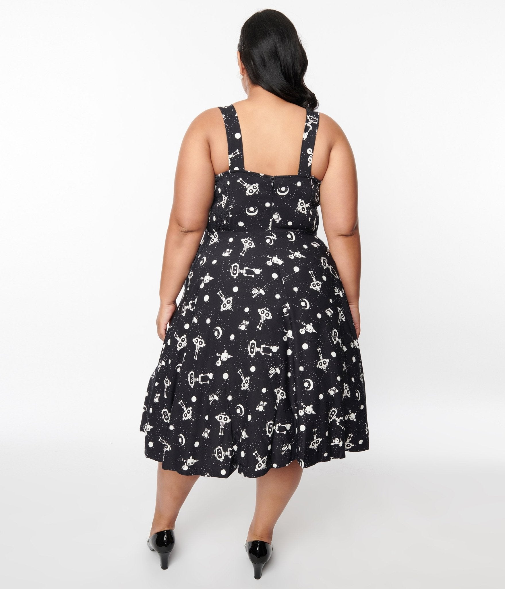  Black & White Robot Heidi Swing Dress