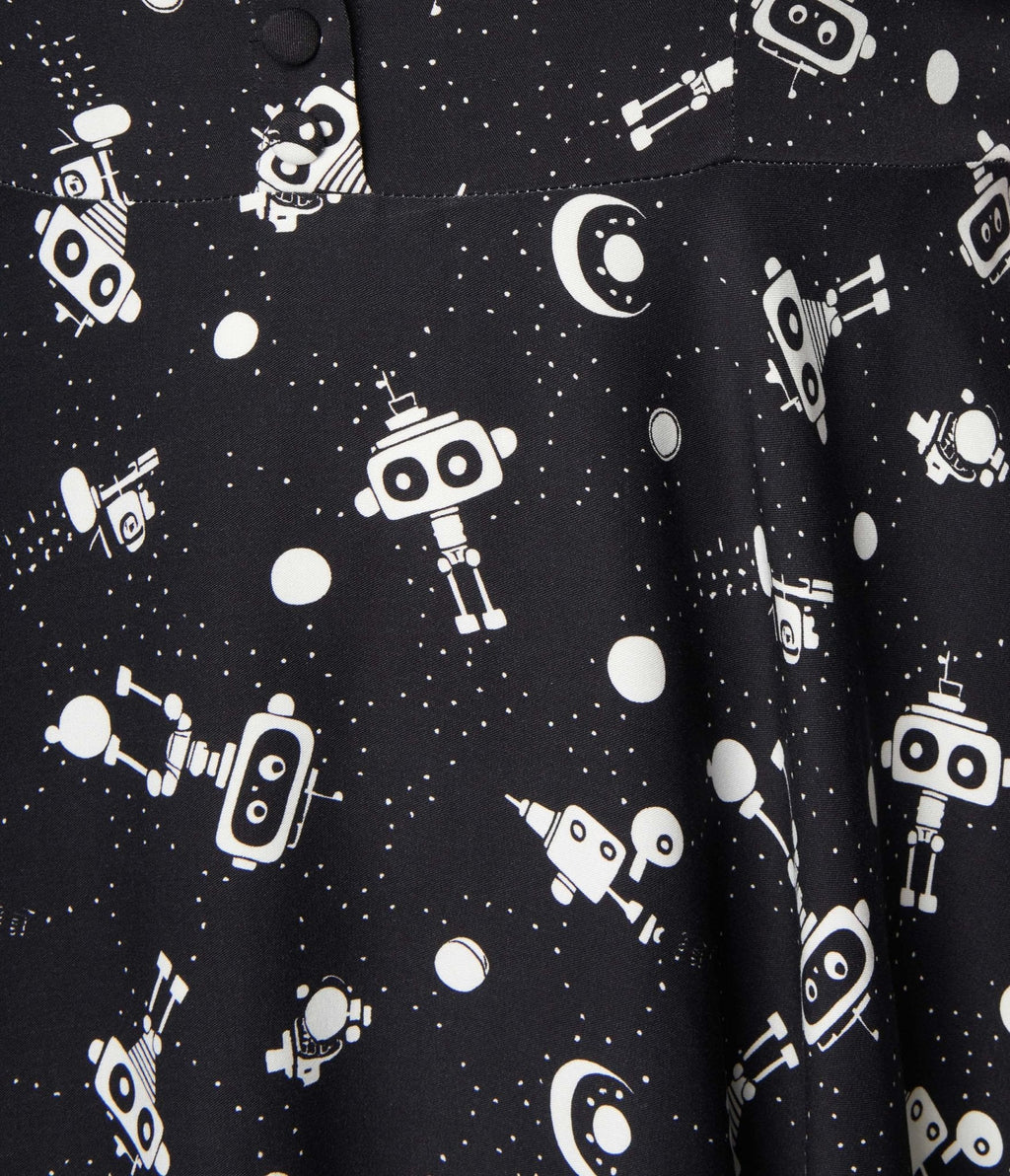  Black & White Robot Heidi Swing Dress