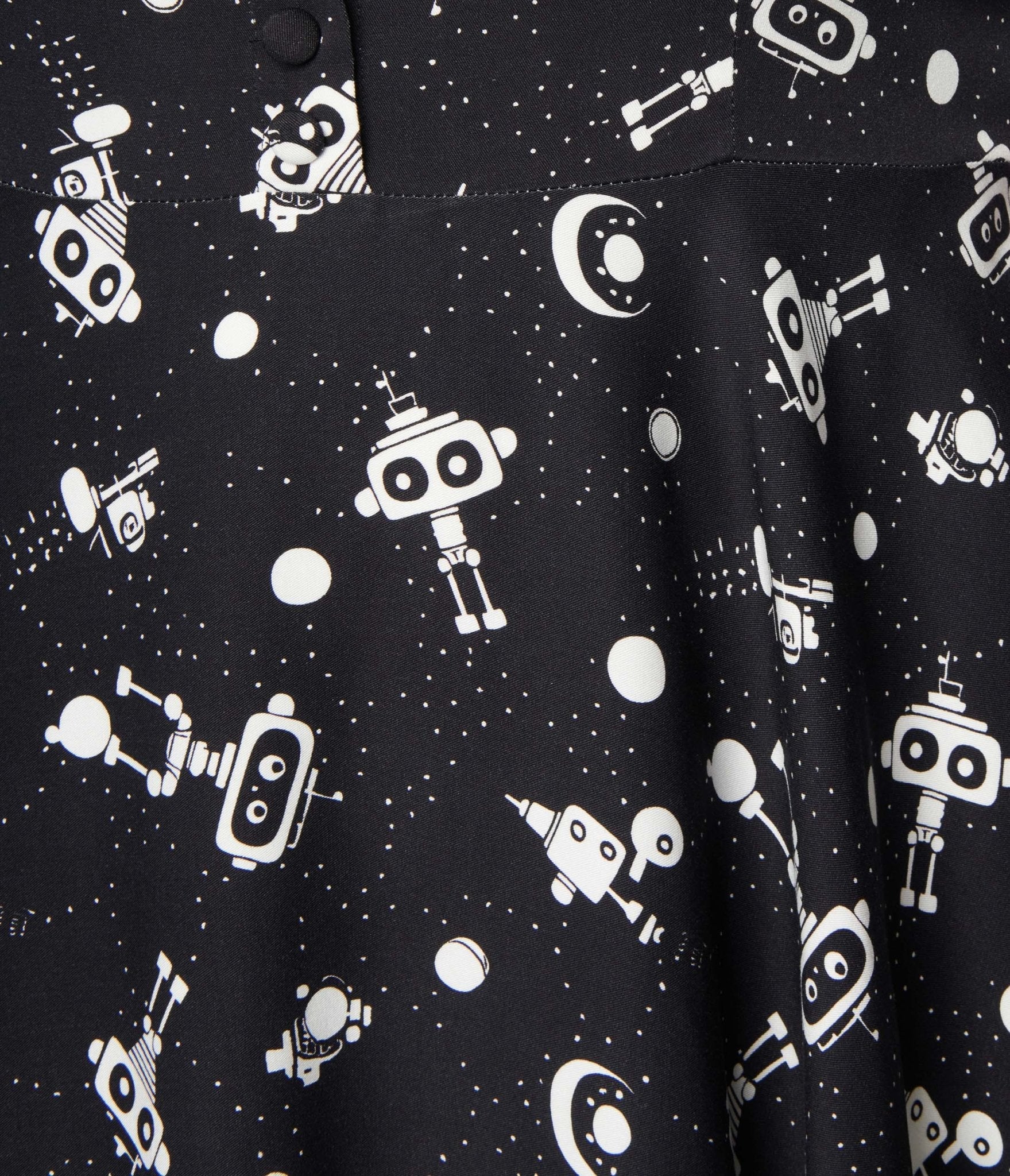  Black & White Robot Heidi Swing Dress
