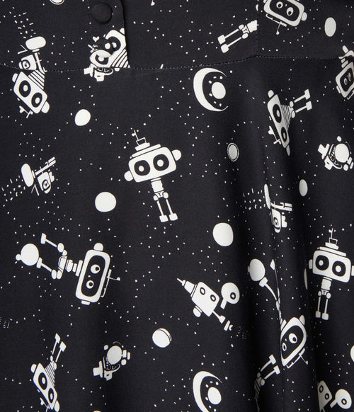  Black & White Robot Heidi Swing Dress