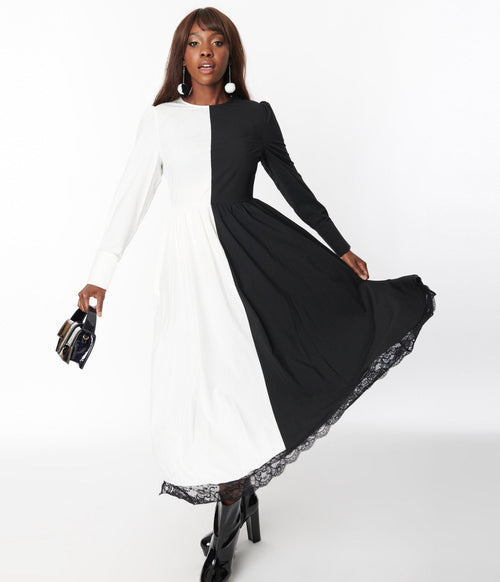  Black & White Sisters Of The Moon Maxi Dress