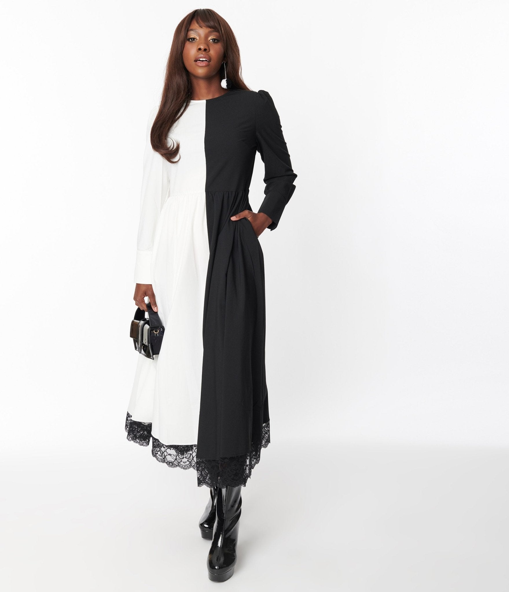  Black & White Sisters Of The Moon Maxi Dress