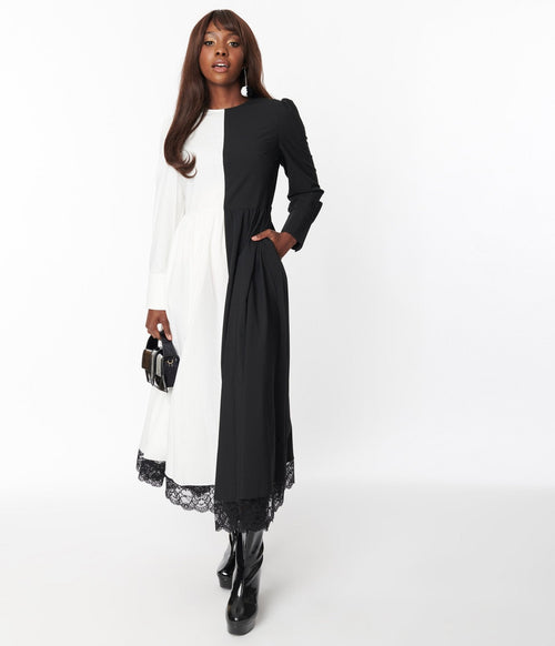  Black & White Sisters Of The Moon Maxi Dress