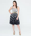 Black & White Snowdrop Floral Swing Dress