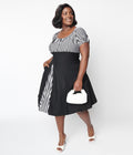  Black & White Striped Swing Dress