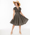 Black & Yellow Polka Dot Swing Dress