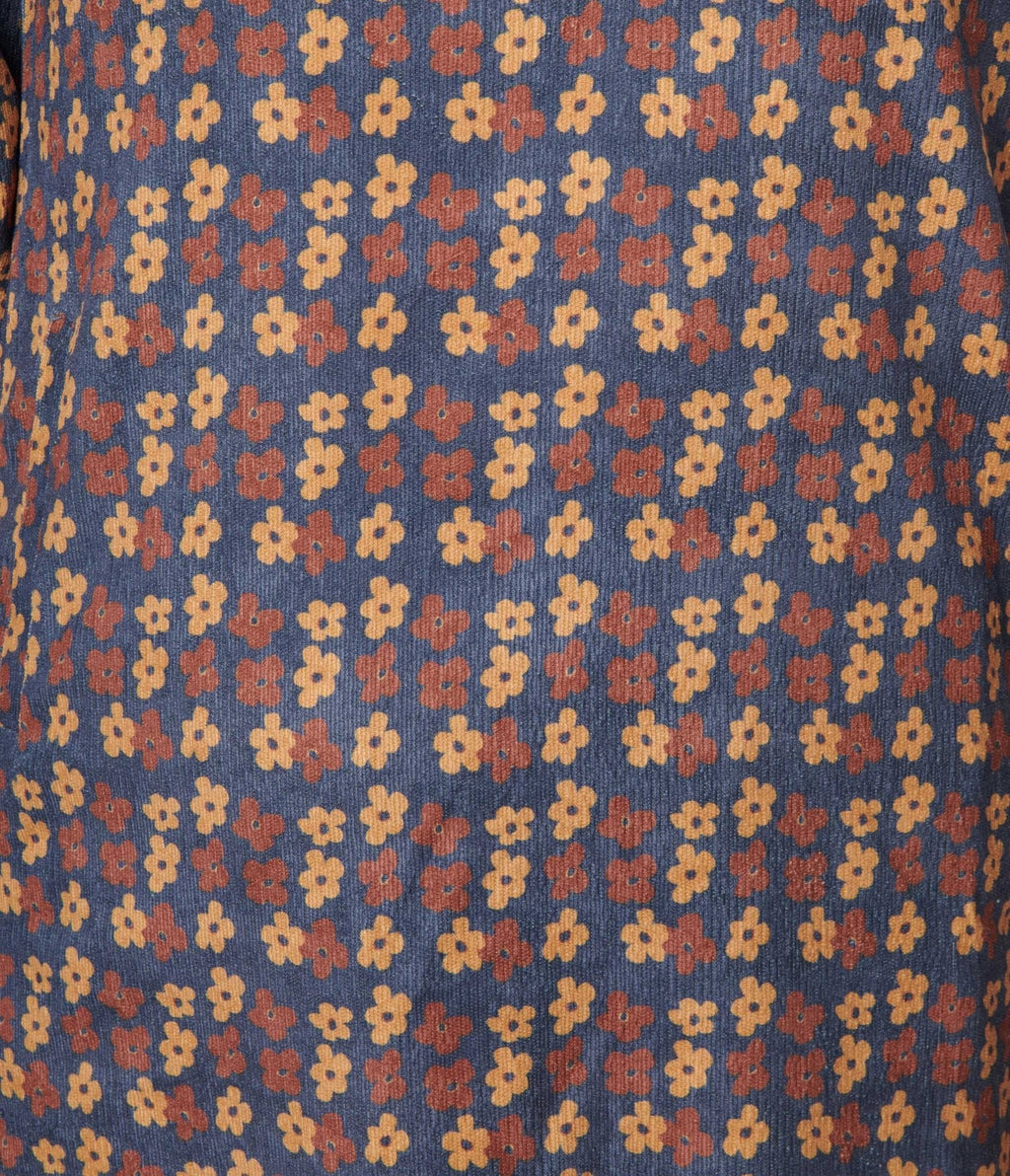  Blue Mod Daisy Corduroy Shift Dress