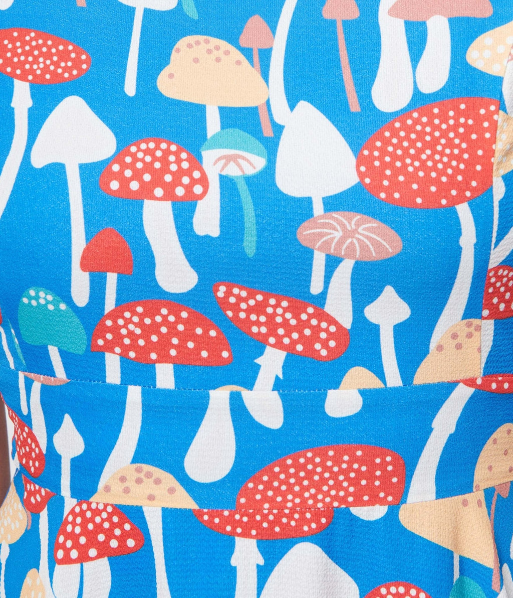  Blue Mushroom Fit & Flare Dress