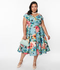  Blue Step Back In Time Swing Dress