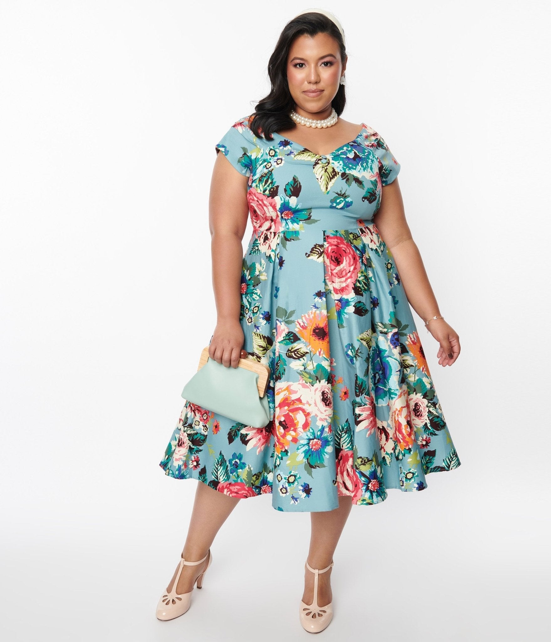 Blue Step Back In Time Swing Dress