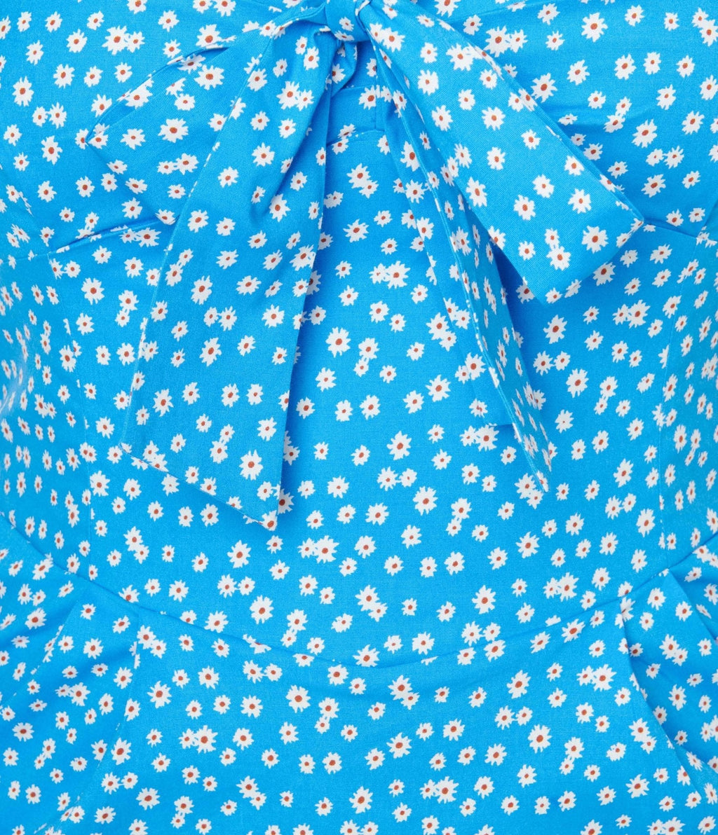  Blue & White Floral Wiggle Dress