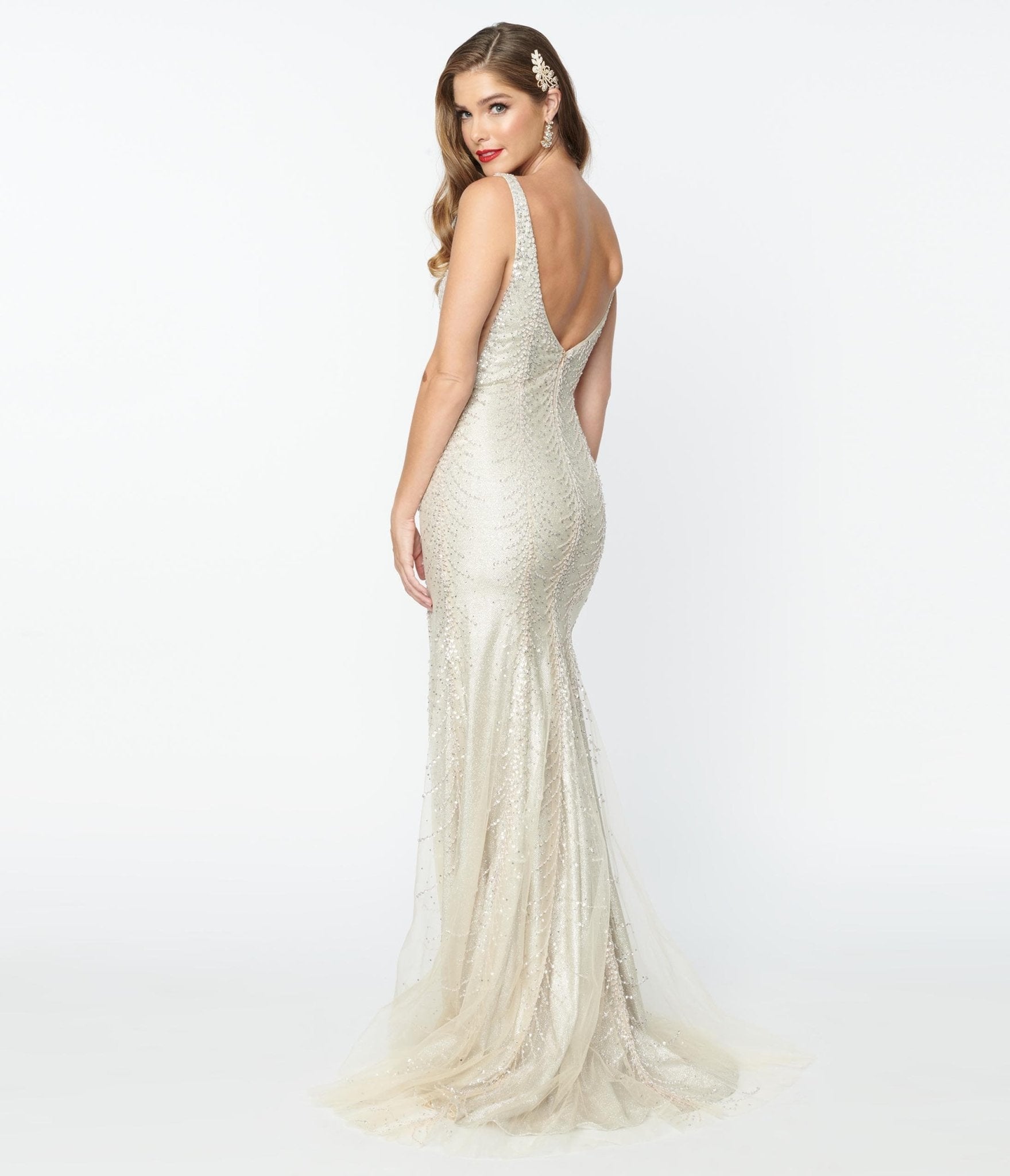  Champagne Beaded Deco Harlow Wedding Dress
